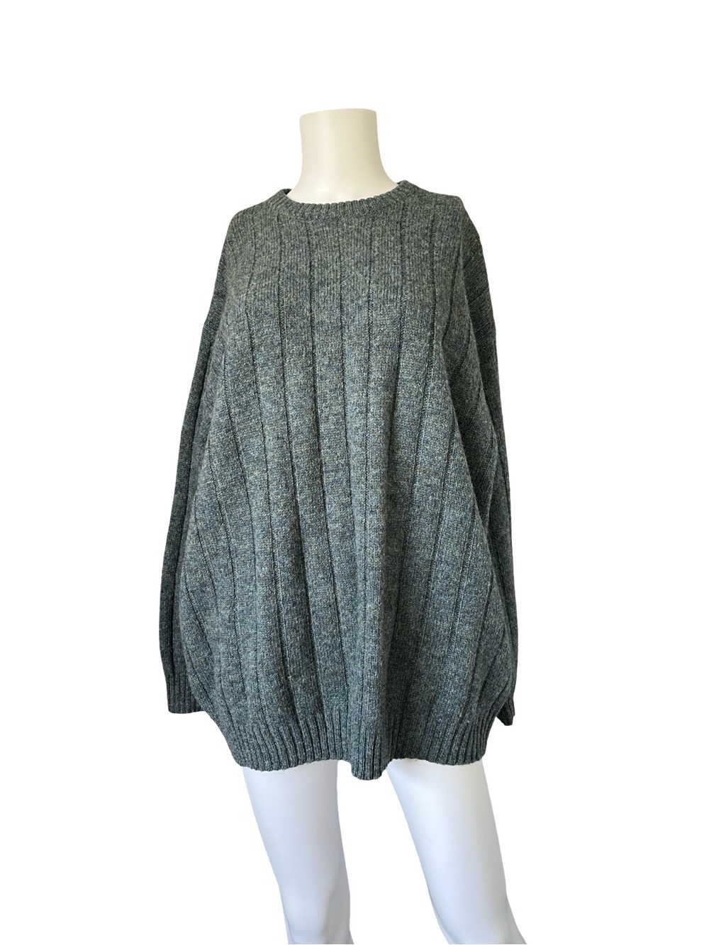 Bhs Wool Sweater Blue Green Marled Knit Crew Neck Pullover Mens Size Large